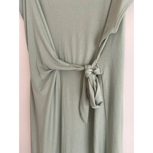 Light Sage Green Perout Dress With Side Tie Detail & Short Sleeves Size L - Picture 3 of 5